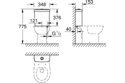 Внешний бачок GROHE Bau Ceramic наполнение снизу 39436000