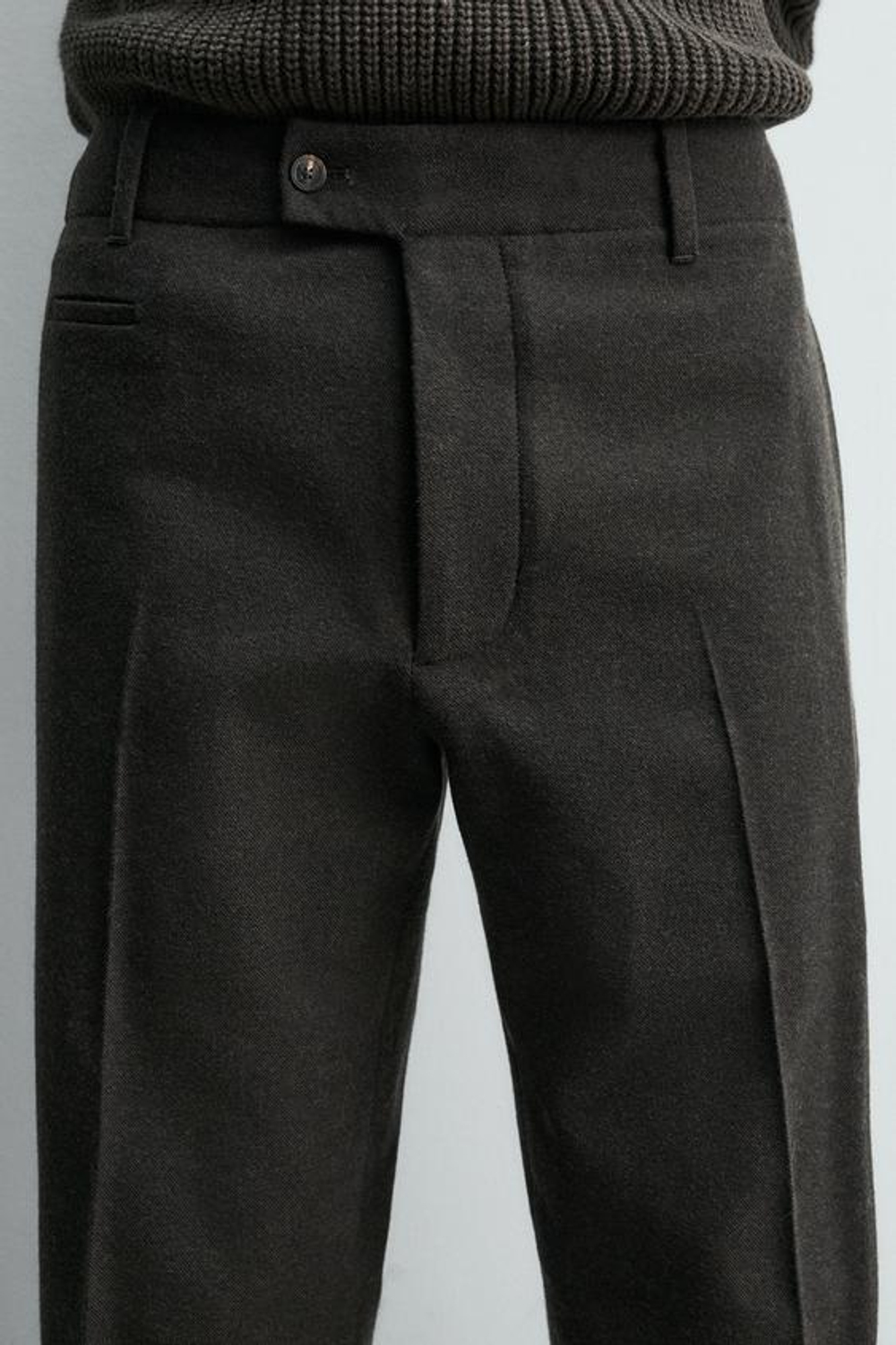 ZARA БРЮКИ REGULAR FIT ИЗ ФЛАНЕЛИ, КОРИЧНЕВЫЙ