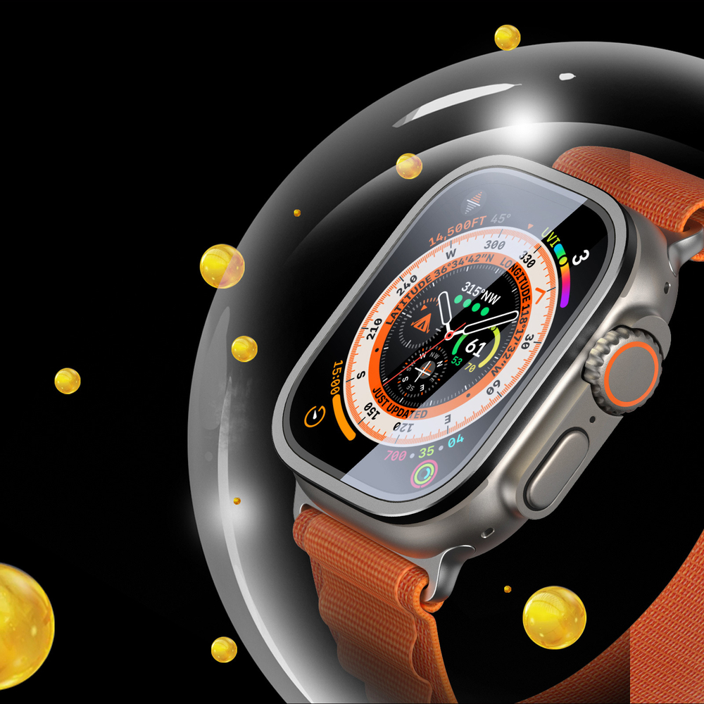 Защитное закаленное стекло с черными рамками от Dux Ducis для смарт часов Apple Watch Ultra 49mm, серия Flas Screen Protector