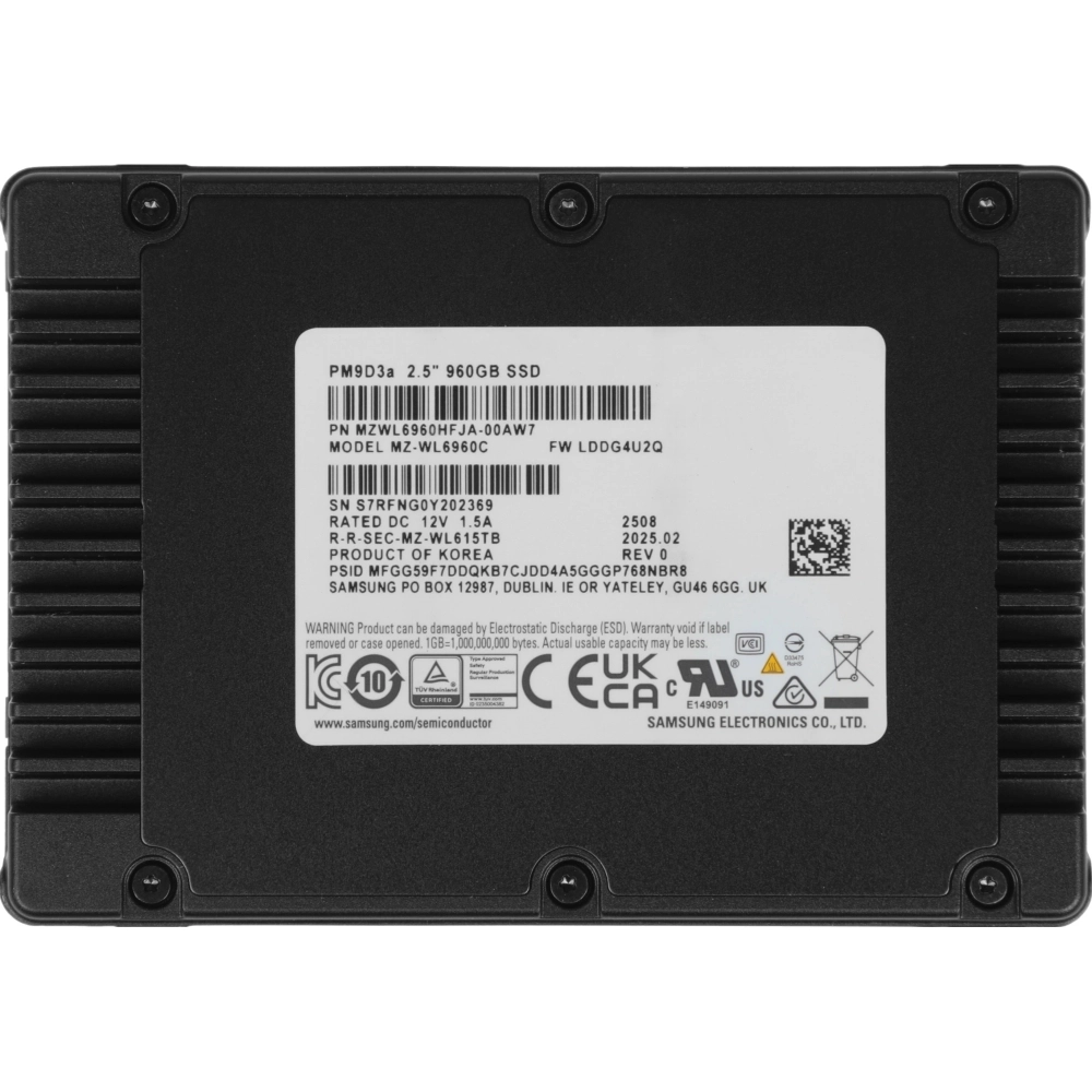 Накопитель SSD Samsung 960Gb PCIe 5.0 x4 PM9D3a MZWL6960HFJA-00AW7