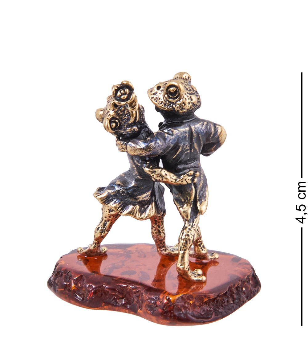 Народные промыслы AM-3866 Фигурка «Лягушки танец Танго» (латунь, янтарь)