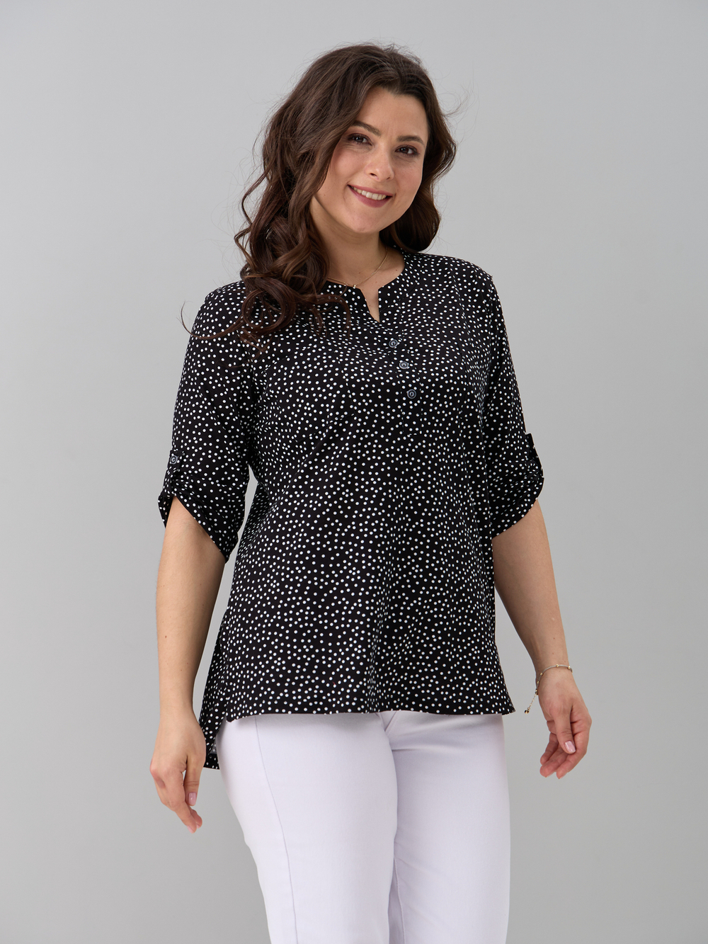 Блузка БЛ-131/черный-горох