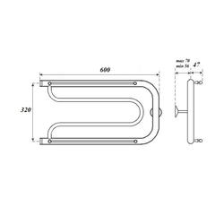 Полотенцесушитель водяной Point PN21336P 320x600 Фокстрот с полкой, хром