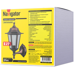 Светильник Navigator 80 495 NOF-PG33-003-IP44-E27 (6 граней черный под медь)
