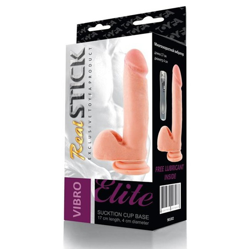 Реалистичный вибро-фаллос на присоске Real Stick (7 режимов, 19 см) (Цвет: телесный)