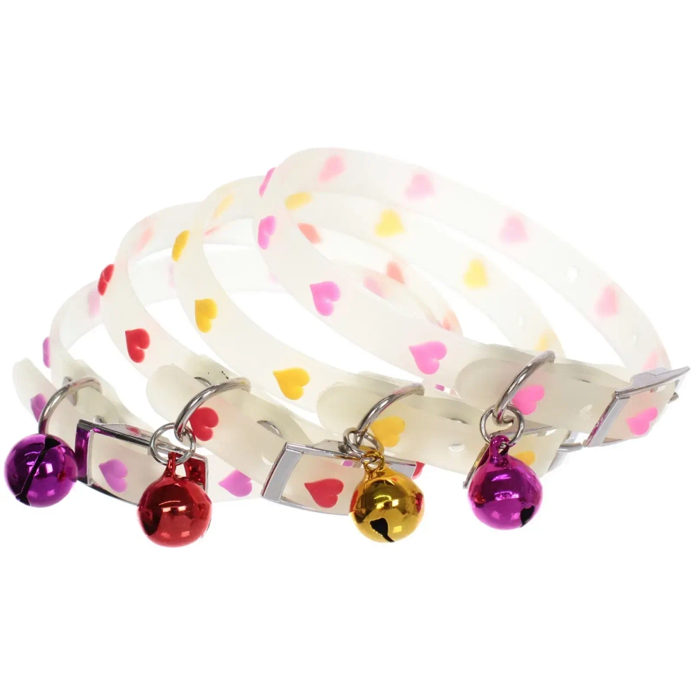 Ошейник для кошек с колокольчиком 1*30см «Neon-Сердечки» светящийся (минивложение 12шт)