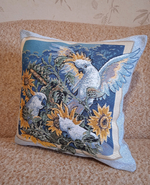 Декоративный гобеленовый чехол для интерьерной подушки Белый попугай 38*38