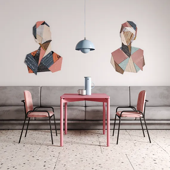 Стул Ror, Double Frame, розовый велюр