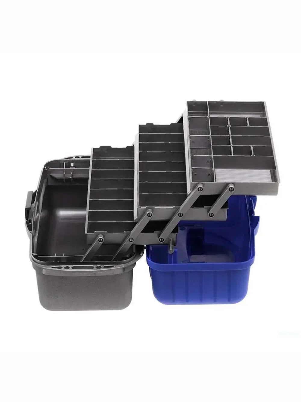 Ящик рыболовный для хранения снастей трехполочный синий