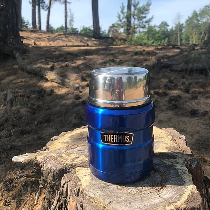 Термос для еды THERMOS KING SK-3000 0.47L, складная ложка, синий