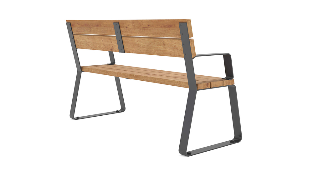 Скамья со спинкой и подлокотниками SK00059