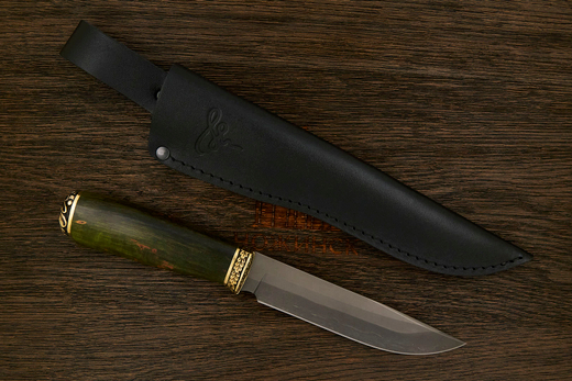 Разделочный нож Игоря Пампуха Модель 007, клинок 145мм, булат легированный, рукоять дерево стаб.