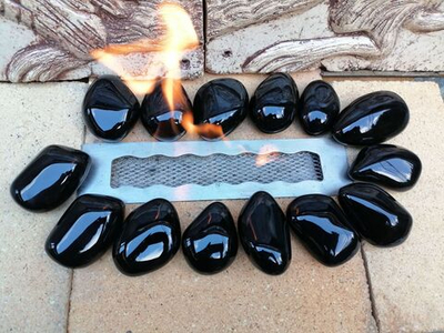 камни керамические для биокамина чёрные, 14шт, 3-5см.