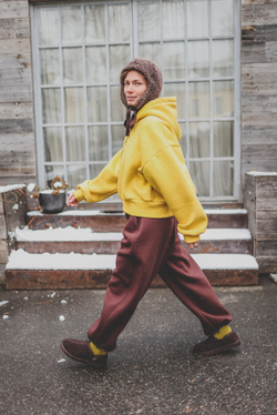 Худи на молнии укороченная с начесом, «Горчица»