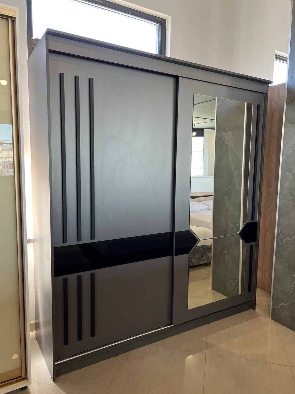 Шкаф-купе № 25 Блэк Лайт 200 см