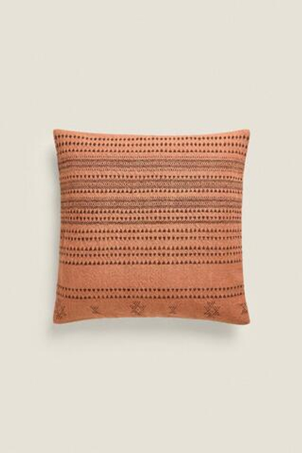 ZARA HOME ЧЕХОЛ НА ПОДУШКУ С ГЕОМЕТРИЧЕСКИМ ПРИНТОМ, СВЕТЛО-РОЗОВЫЙ