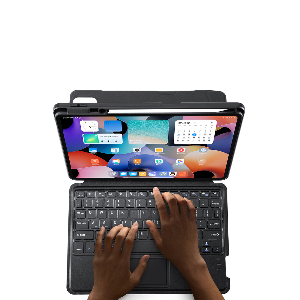 Защитный чехол подставка с клавиатурой (RUS) от Dux Ducis для Xiaomi Pad 6 и Pad 6 Pro, серия DK Series Keyboard, русская клавиатура с подсветкой