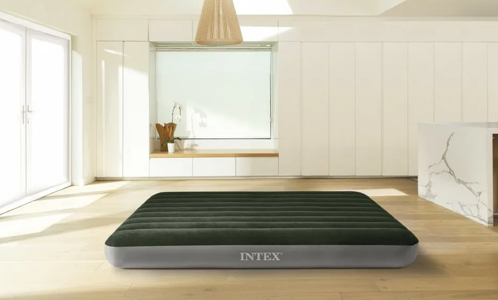 Мaтрас нaдувной Intex 64109 Prestige Downy 152х203х25 см / Крoвать нaдувная Интeкс двухспальная велюровая для дома и туризма
