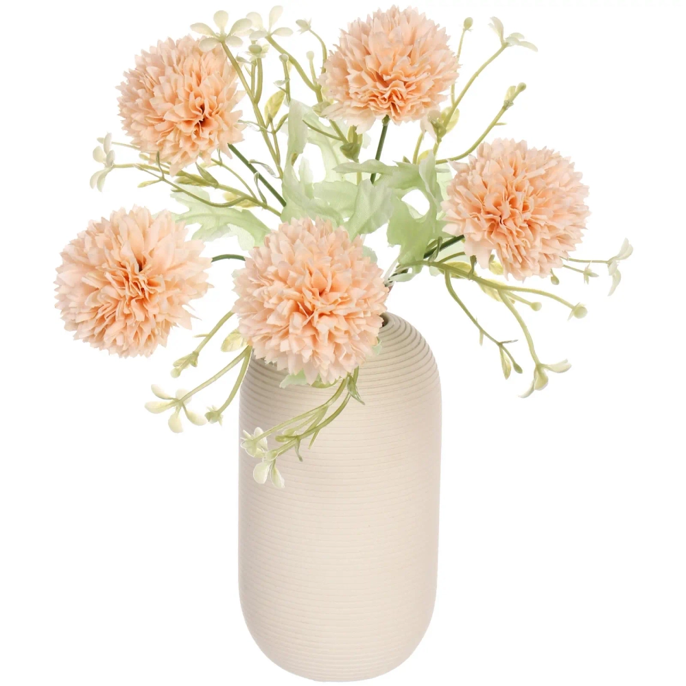 Искусственные цветы «Букет хризантем» 25см 5 цветков персиковые