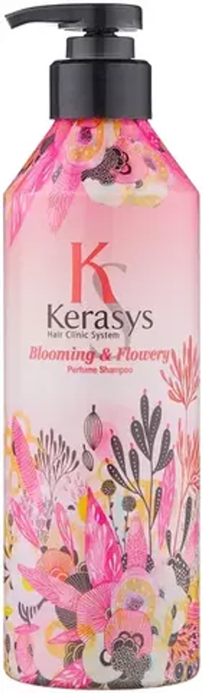 KeraSys Шампунь Парфюмир.линия ФЛЕР блеск и эластичность волос 600мл с дозат..*8