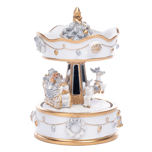 Музыкальная шкатулка с Сантой 16см Goodwill белая