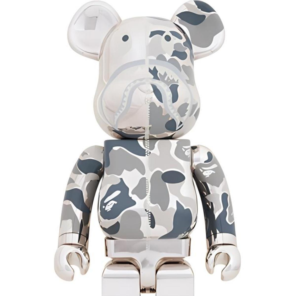 Дизайнерские игрушки BE@RBRICK x BAPE 1000% CAMO SHARKSILVER 70cm, CAMO-SHARK-SILVER1000%