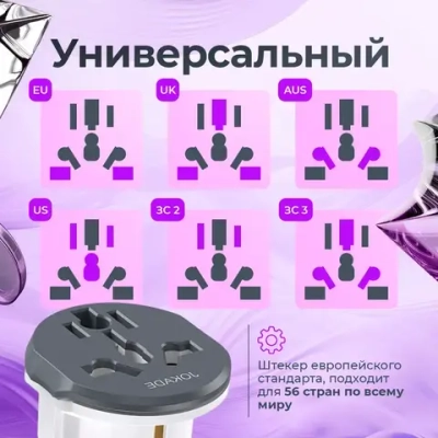 Переходник универсальный для розетки / Сетевой адаптер с китайской вилки с заземлением/ 16А 4000вт