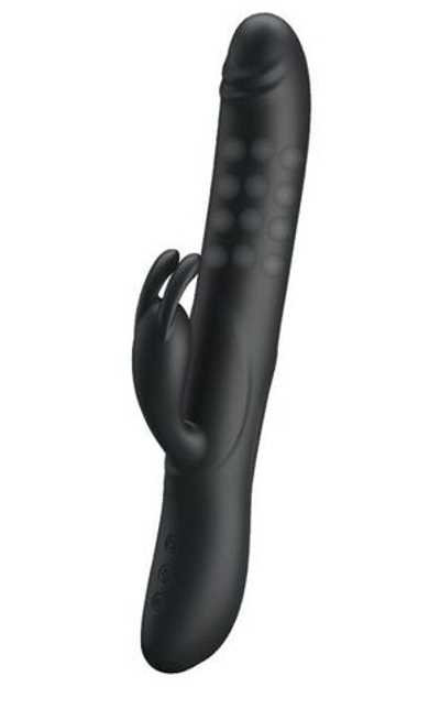 Чёрный вибратор с вращающимися бусинами Colin - 25 см. (Цвет: черный)