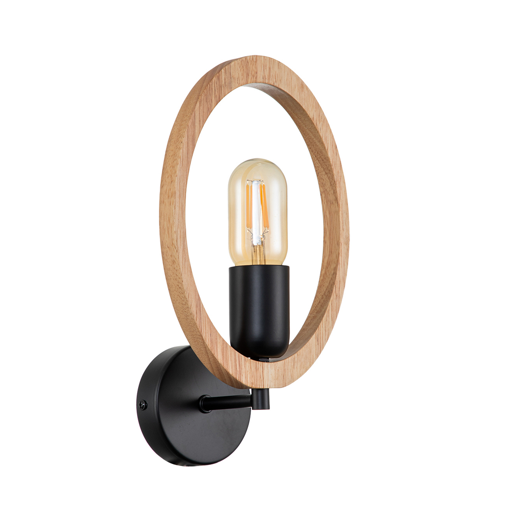 Настенный светильник 1x40Вт E27, металл/дерево, черный