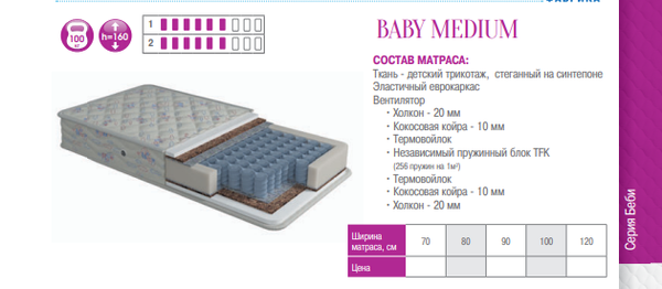 МАТРАС BABY MEDIUM ДЕТСКИЙ