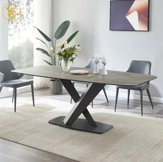 Стол Stratos, 200х90 см, серый керамогранит