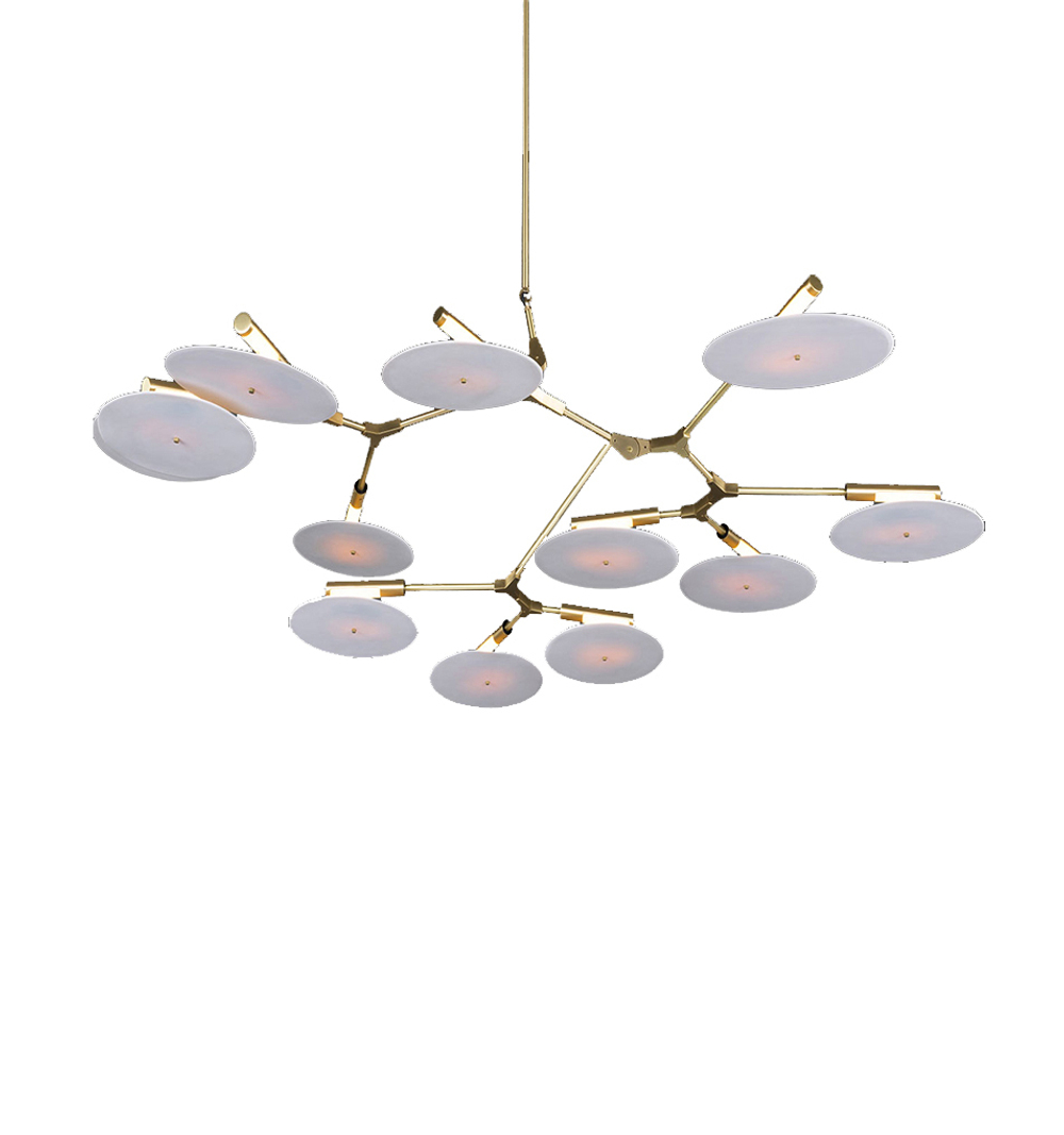 Ceiling design lamp Branching Discs by Lindsey Adelman (11 lampshade ов,  Gold)