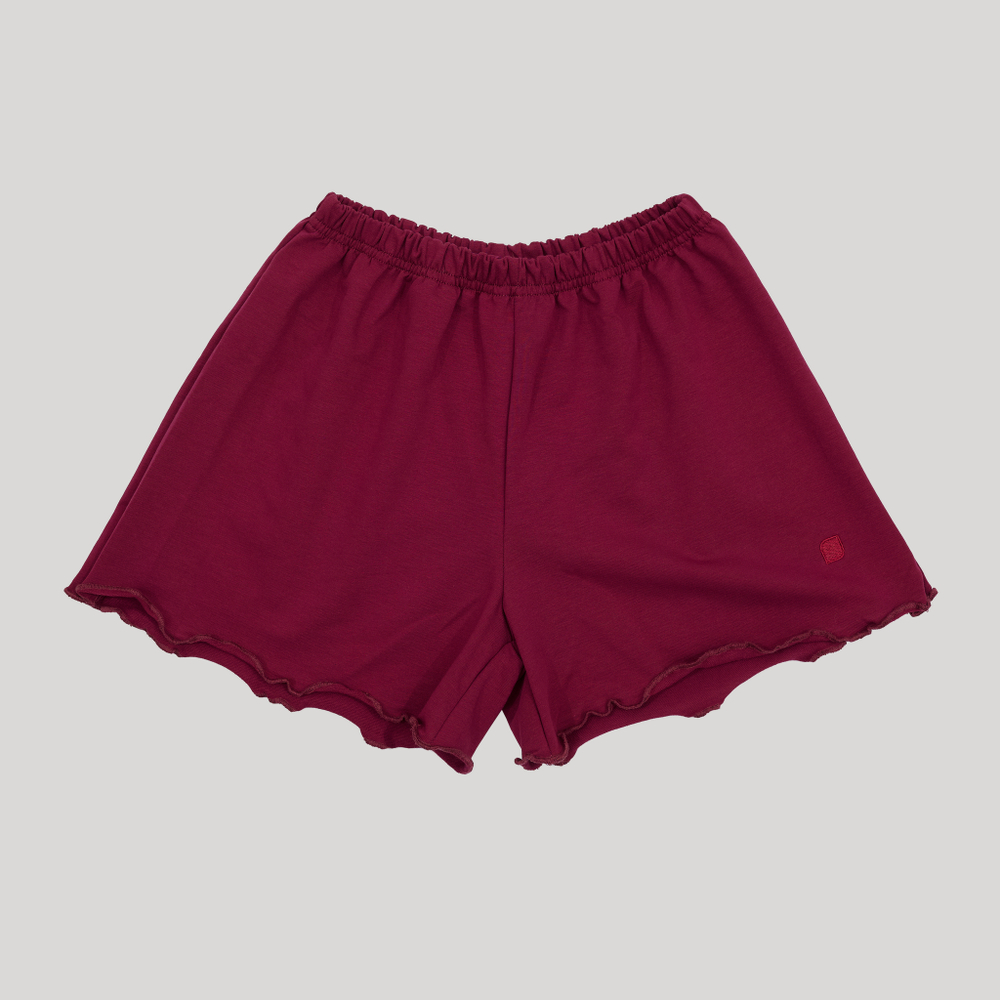 Wide Shorts Wavy Hem Beaujolais