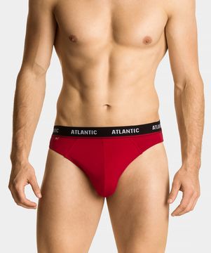 Мужские трусы (3шт) слипы спорт Atlantic 3MP-123, черные + графит + красные