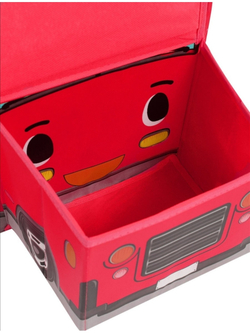 Пуф-органайзер для игрушек "Школьный автобус", красный