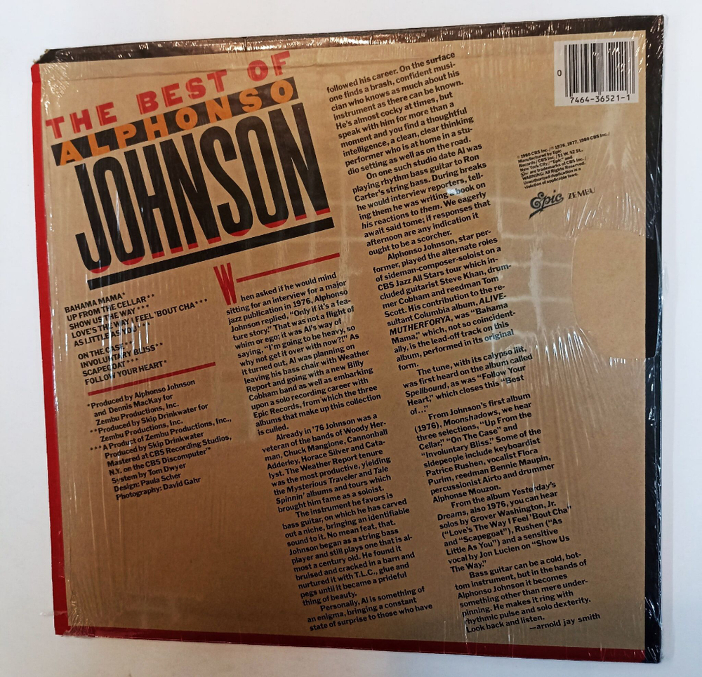 Винтажная виниловая пластинка LP Alphonso Johnson The Best Of Alphonso Johnson (USA 1980)