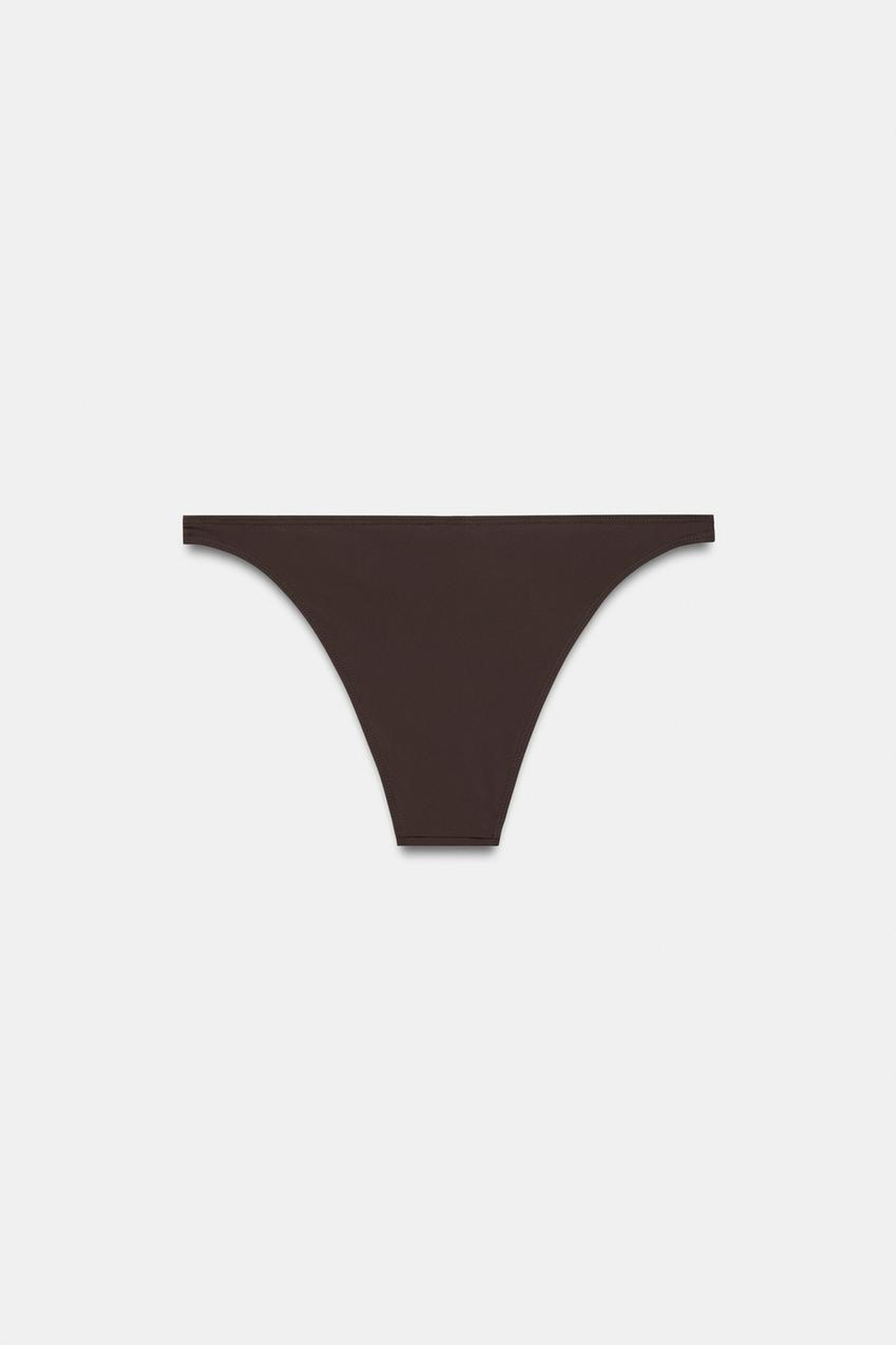 ZARA ОДНОТОННЫЕ ПЛАВКИ-БИКИНИ, ТЕМНО-БАКЛАЖАНОВЫЙ