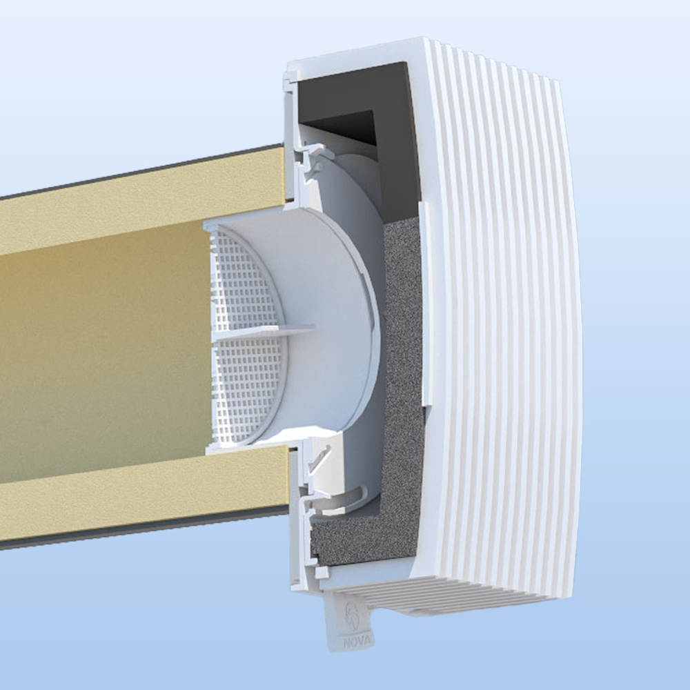 Компактный прибор приточной вентиляции NovaSTYLE КИВ-125 с вентканалом 0,5 м, фильтром и алюминиевой решеткой RAL8017, коричневый