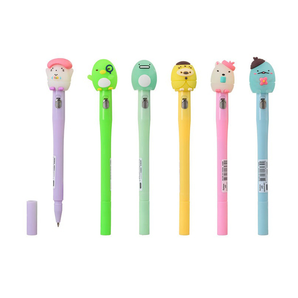 Ручка шариковая, Basir, синие чернила, серия "Забавные фигурки", с резиновой фигуркой и фонариком, 36 шт