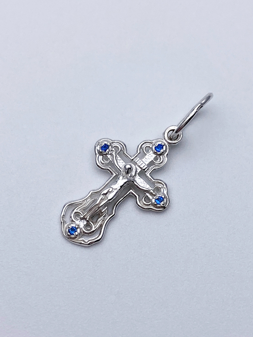 Крест из серебра/Частичное чернение/С подвижным ухом