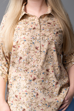 Блузка 1638А, Беж.цветочек #40БЖЦ091638А