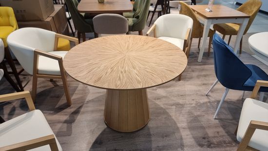 Стол L (110) / мдф + шпон дуба- лучи/ опора бук