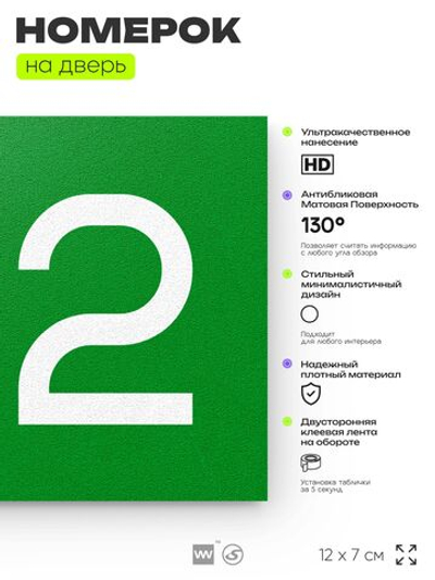 Номер на дверь 512, табличка на дверь для офиса, квартиры, кабинета, аудитории, склада, зеленая 120х70 мм, Айдентика Технолоджи