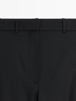 Massimo Dutti Широкие брюки с пряжкой и шерстью, черный