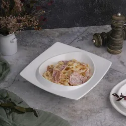 Салатник 400 мл 20*20 см h5,5 см с бортом Asymmetry белый фарфор NEW P.L. Proff Cuisine [3]