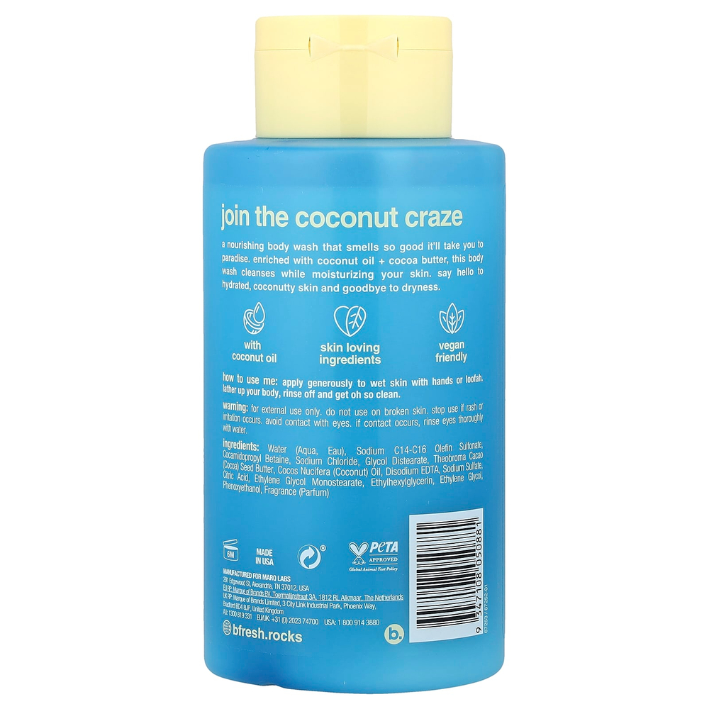 b.fresh, A Coconut A Day, увлажняющий гель для душа, прохладный кокос, 473 мл (16 жидк. унций)
