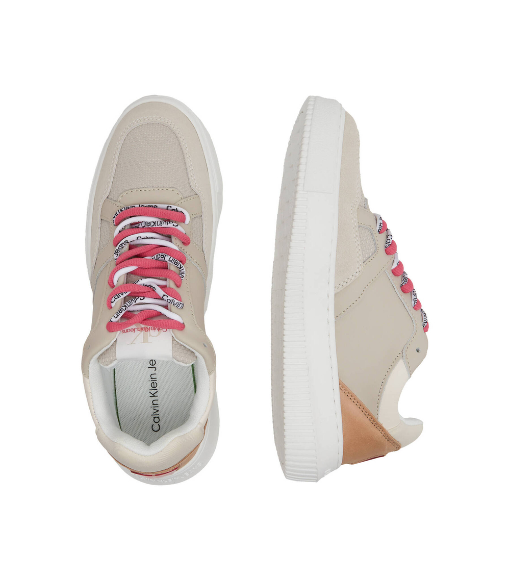 Кожаные кроссовки chunky cupsole fluo contrast CALVIN KLEIN JEANS - кремовый(YW0YW00925)