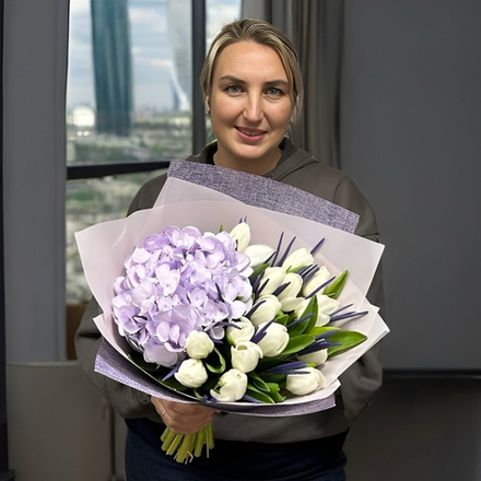 Купить Букет из тюльпанов «Лаванда айс»