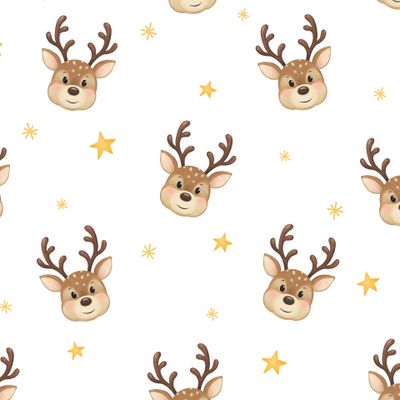 Новогодний олени со звездами на белом