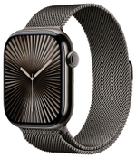 Apple Watch Series 10, 46 мм, корпус из титана цвета сланцевый титан, спортивный ремешок цвета «миланская петля» сланцевый